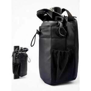 Magnetic Gym Water Bottle Bag – Black Crossbody Workout Shoulder Organizer